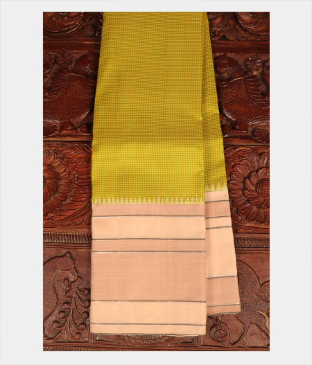 Green and Yellow Handwoven Kanjivaram Silk Saree T212853-image