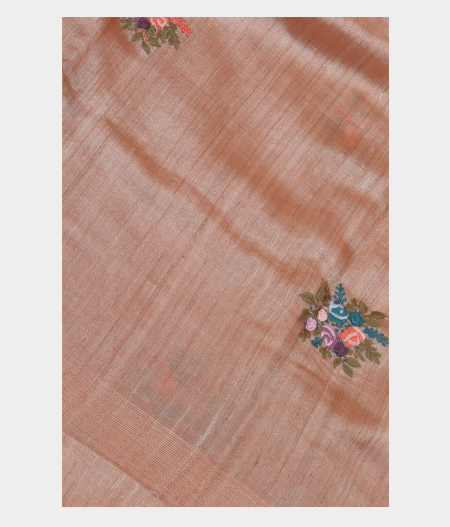 Beige Tussar Embroidery Saree T216589-image