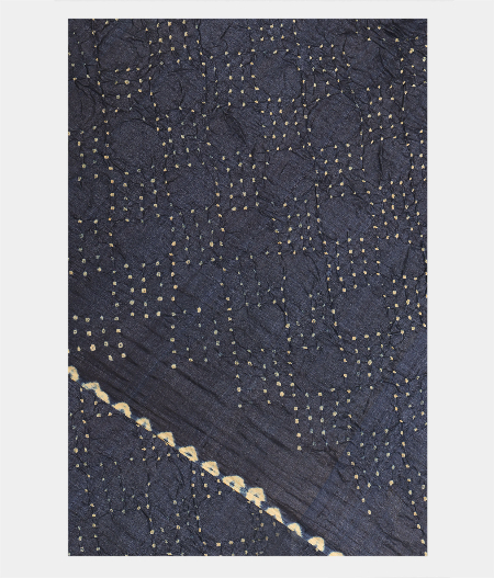 Bluish Grey Bandhani Tussar Saree T229316-image