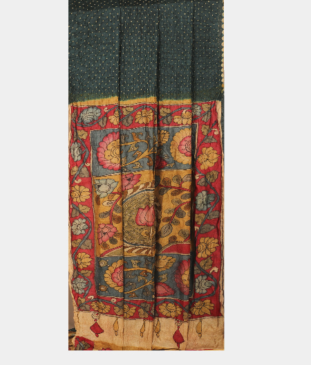 Light Blue Bandhani Tussar Saree T2293182