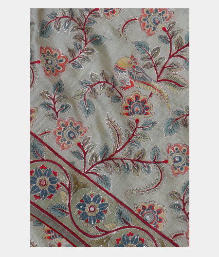 Grey Tussar Embroidery Saree T227639-image