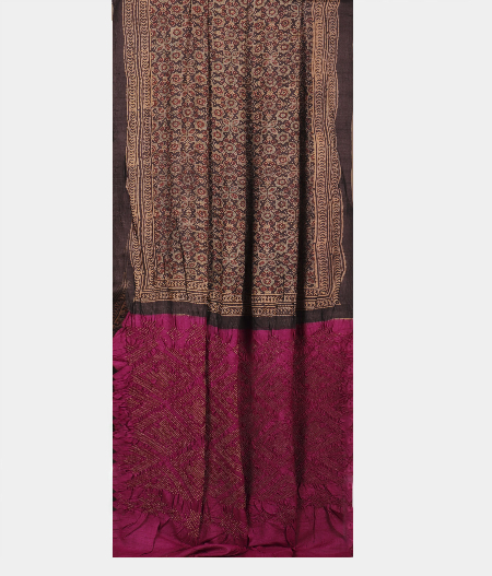 Light Brown Tussar Printed Saree T2185702