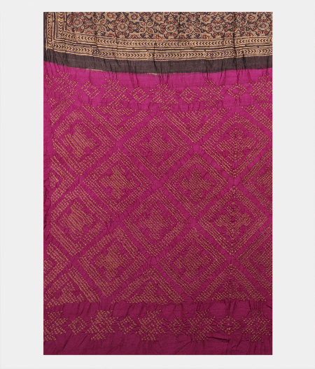 Light Brown Tussar Printed Saree T2185704