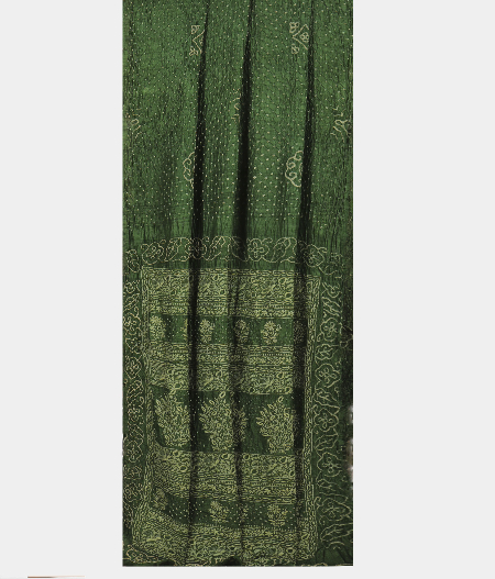 Light Green Bandhani tussar Saree T2219532