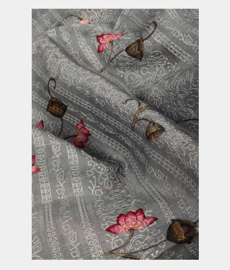 Blue Kora Organza Printed Saree T2294454