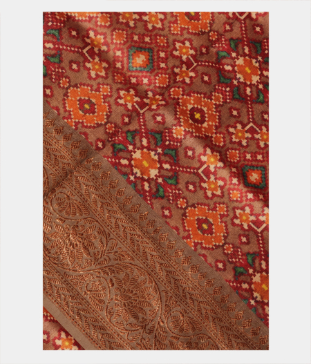 Light Brown Tussar Printed Saree T228647-image
