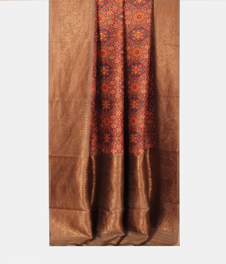 Light Brown Tussar Printed Saree T2286472
