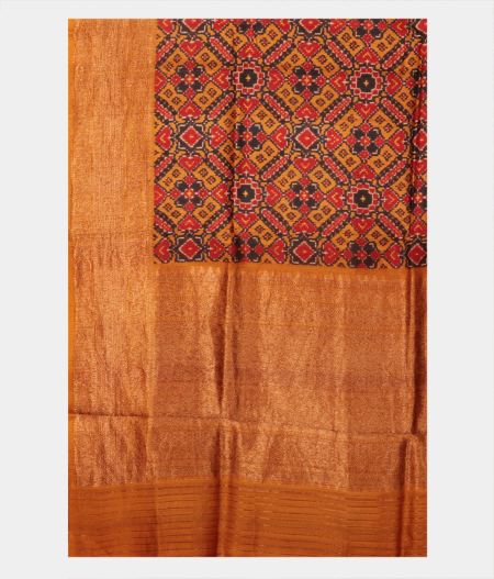 Mustard Yellow Tussar Printed Saree T2286334