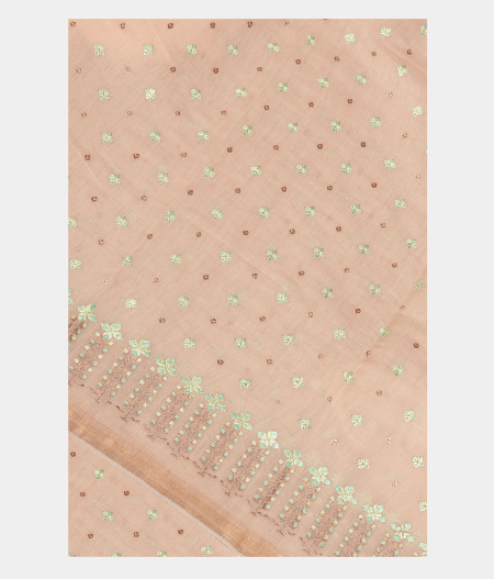 Light Peach Chanderi Cotton Embroidery Saree T197013-image