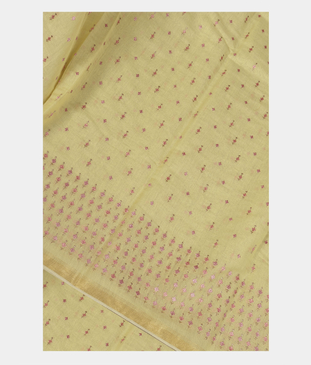 Light Yellow Chanderi Cotton Embroidery Saree T197001-image