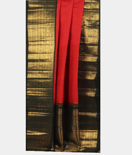 Orangish Red Handwoven Kanjivaram Silk Saree T2270652