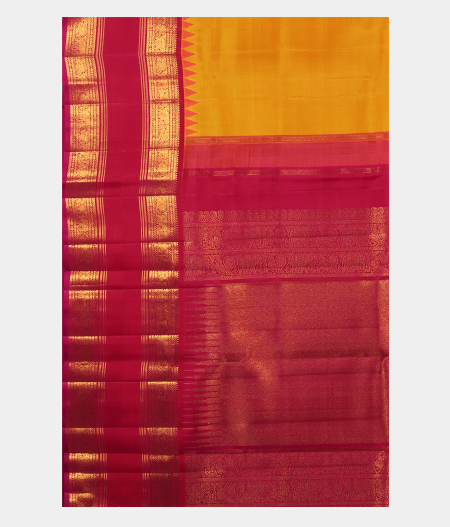 Yellow Handwoven Kanjivaram Silk Saree T2304364