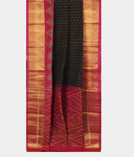 Black Pochampalli Silk Cotton Saree T2174512