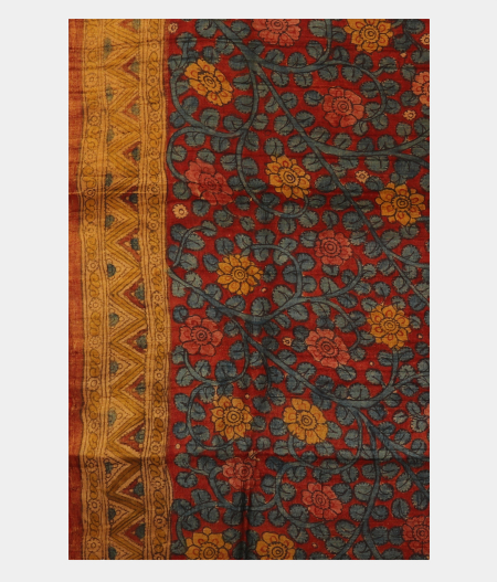 Rust Tussar Handpainted Kalamkari Saree T2268524