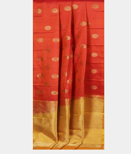 Reddish Orange Handwoven Kanjivaram Silk Saree T2290182