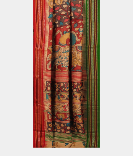 Grey Tussar Handpainted Kalamkari Saree T2020242