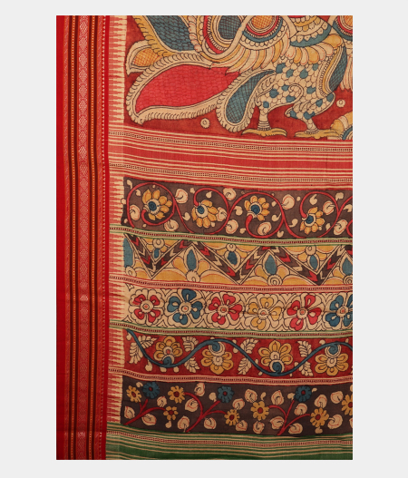 Grey Tussar Handpainted Kalamkari Saree T2020245