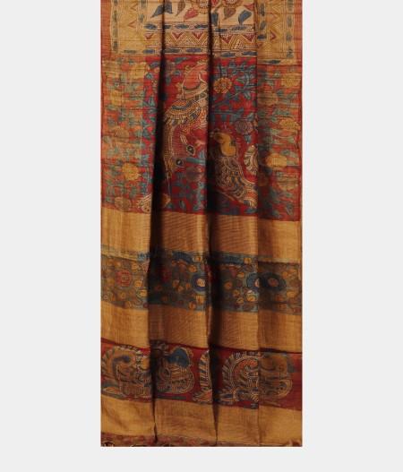 Rust Tussar Handpainted Kalamkari Saree T2268522