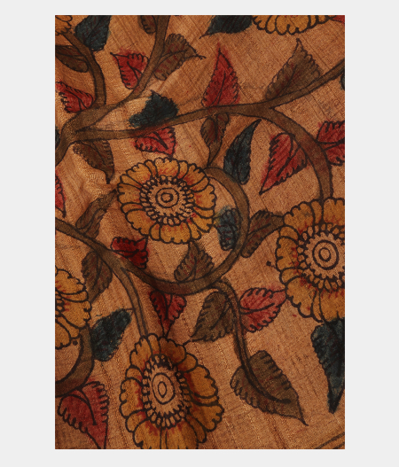 Rust Tussar Handpainted Kalamkari Saree T2268523