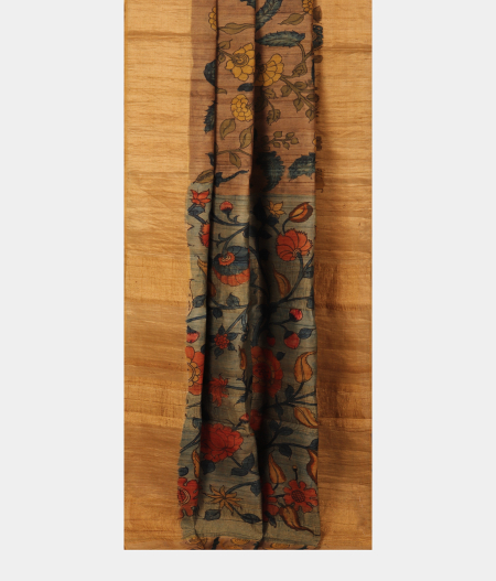 Walnut Brown Tussar Handpainted Kalamkari Saree T2268502