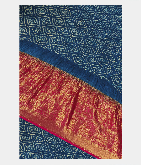 Blue Bandhani Kanjivaram Saree T183679-image