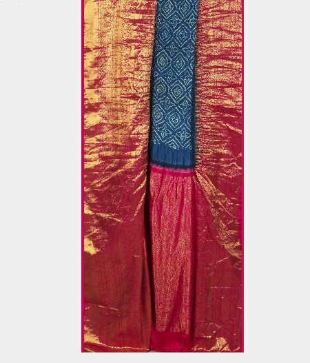 Blue Bandhani Kanjivaram Saree T1836792