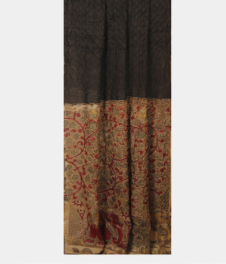 Black Bandhani Tussar Saree T2114222