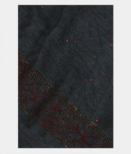 Dark Blue Bandhani Tussar Saree T226563-image