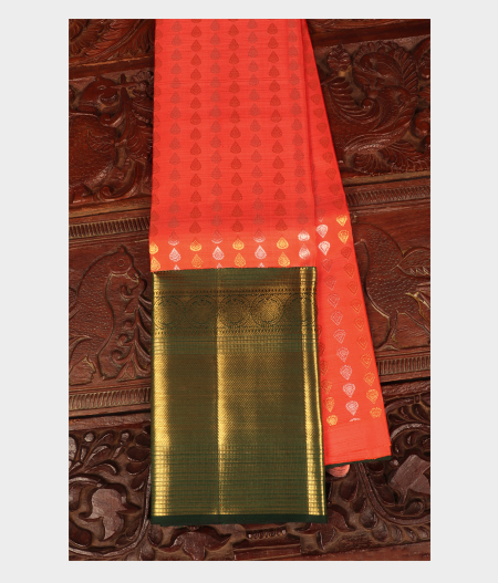 Orange Handwoven Kanjivaram Silk Pavadai T231650-image