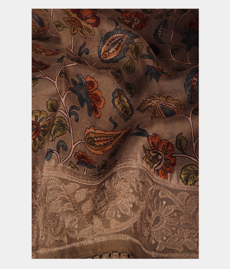 Light Grey Kora Organza Printed Saree T2301962