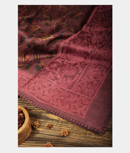Mauve Pink Kora Organza Printed Saree T230790-image