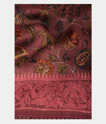 Mauve Pink Kora Organza Printed Saree  T2307902