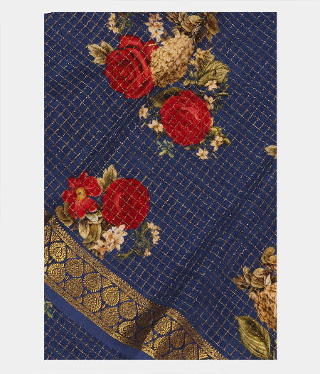 Blue  Crepe Silk Saree T223398-image