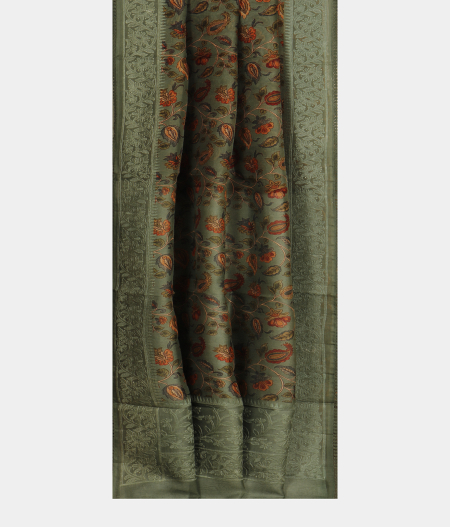 Green Kora Organza Printed Saree T2301854