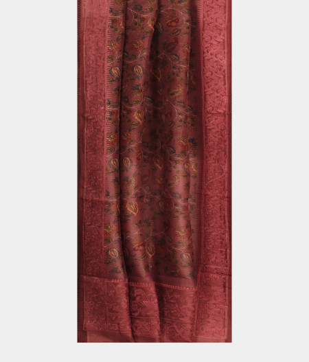 Mauve Pink Kora Organza Printed Saree  T2307904