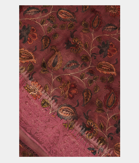 Mauve Pink Kora Organza Printed Saree  T2307905