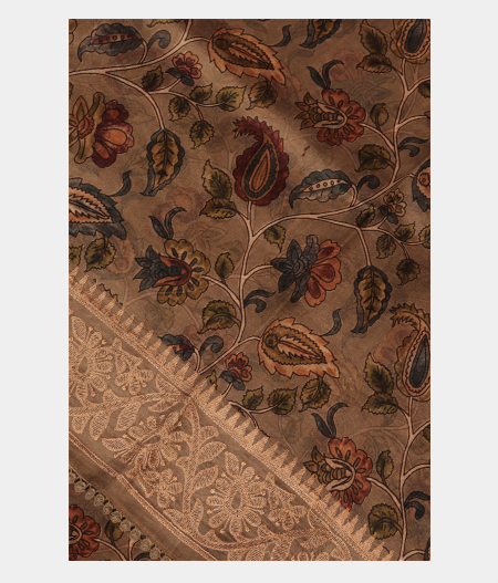 Light Grey Kora Organza Printed Saree T2301965