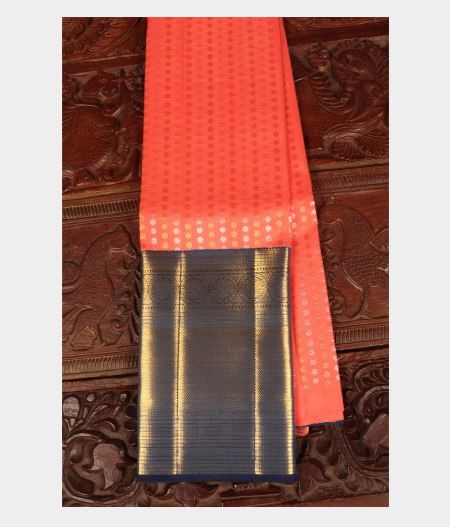 Peach Handwoven Kanjivaram Silk Pavadai T231647-image
