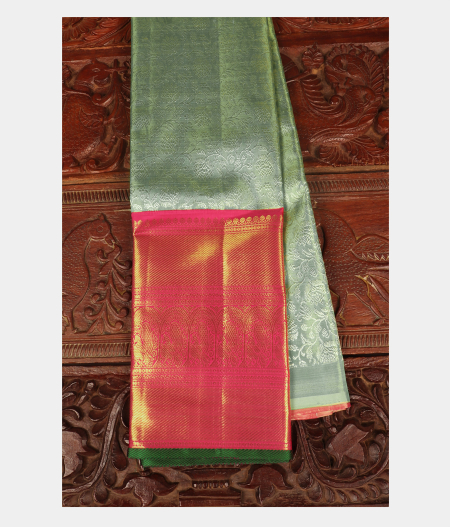 Green Handwoven Kanjivaram Tissue Silk Pavadai T231689-image