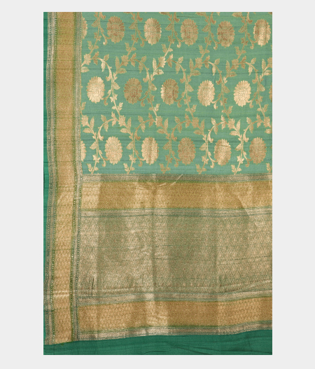 Green Tussar Georgette Silk Saree T2301714
