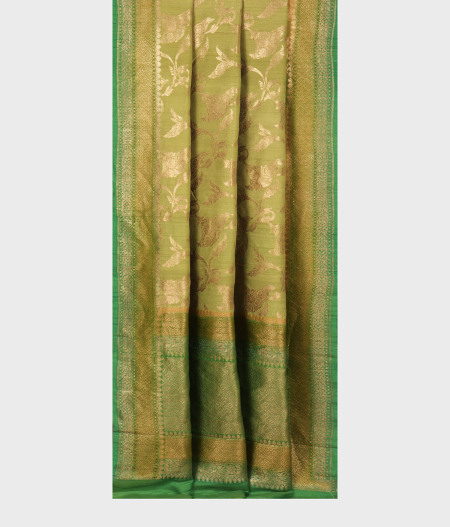 Mehndi Green Tussar Georgette Silk Saree T2301682