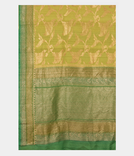 Mehndi Green Tussar Georgette Silk Saree T2301684