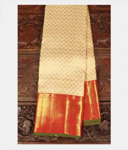 Beige Handwoven Kanjivaram Silk Pavadai T231675-image