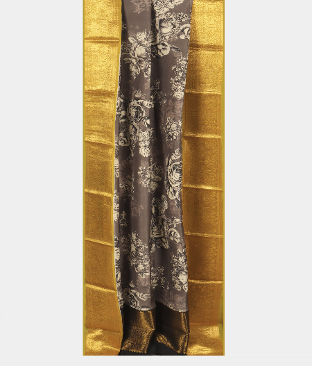 Dark Grey Printed Kanjivaram Silk Dupatta T2220792