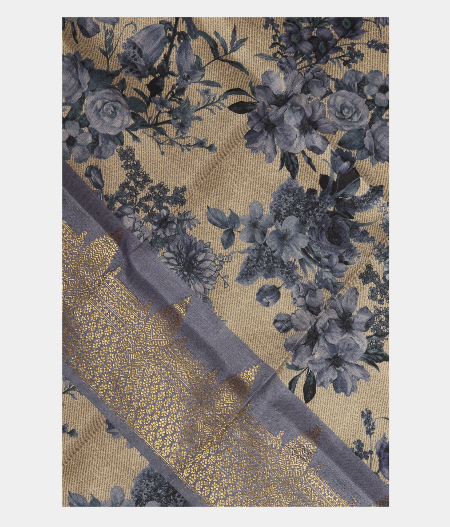 Grey Printed Kanjivaram Silk DupattaT228872-image