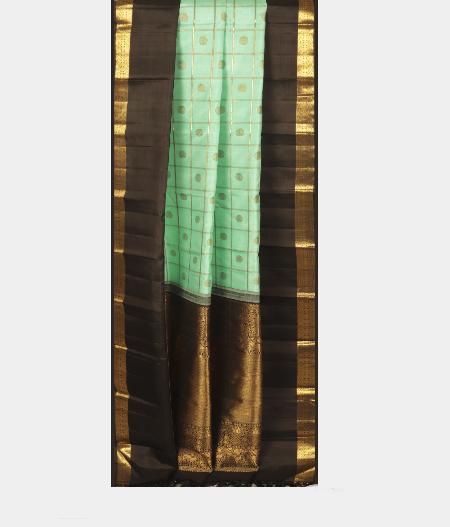 Cyan Blue Handwoven Kanjivaram Silk Saree T2130274