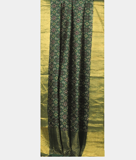 Bottle Green Printed Raw Silk Saree T2315712