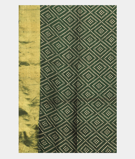 Bottle Green Printed Raw Silk Saree T2315713