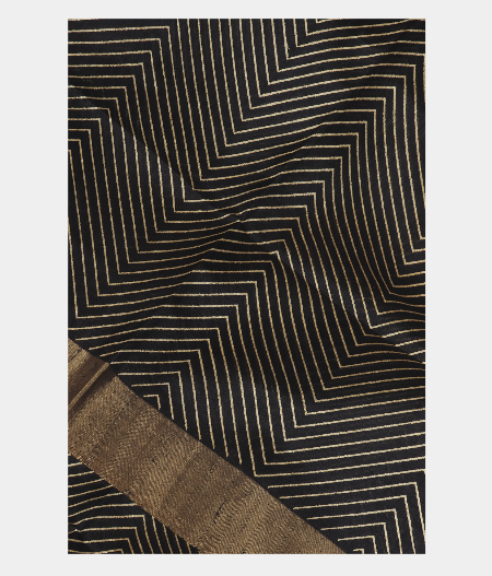 Black Printed Raw Silk Saree T231521-image