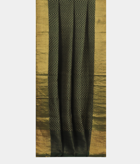 Bottle Green Printed Raw Silk Saree T2315222